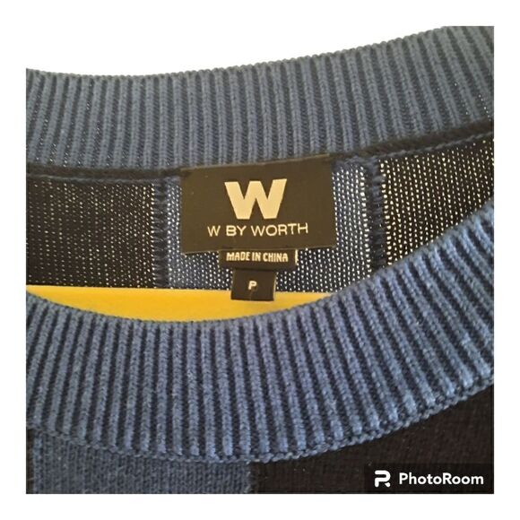 W By Worth Navy Striped Cotton Sweater - Picture 2 of 2